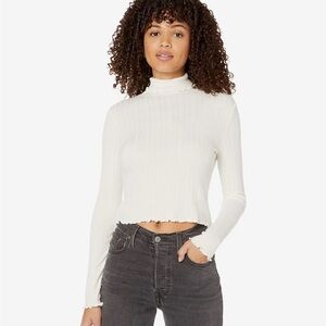 MADEWELL Soju Crop Ribbed Turtleneck Solid Ivory, Size XXS Women's, Pullover